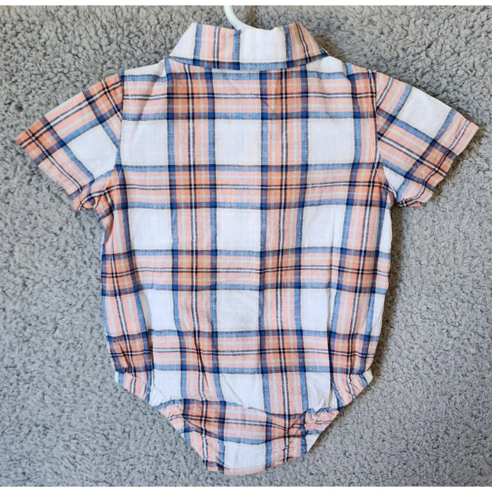 NEW Wrangler Plaid Pearl Snap Western One‎ Piece Baby Toddler Size 6 Months
